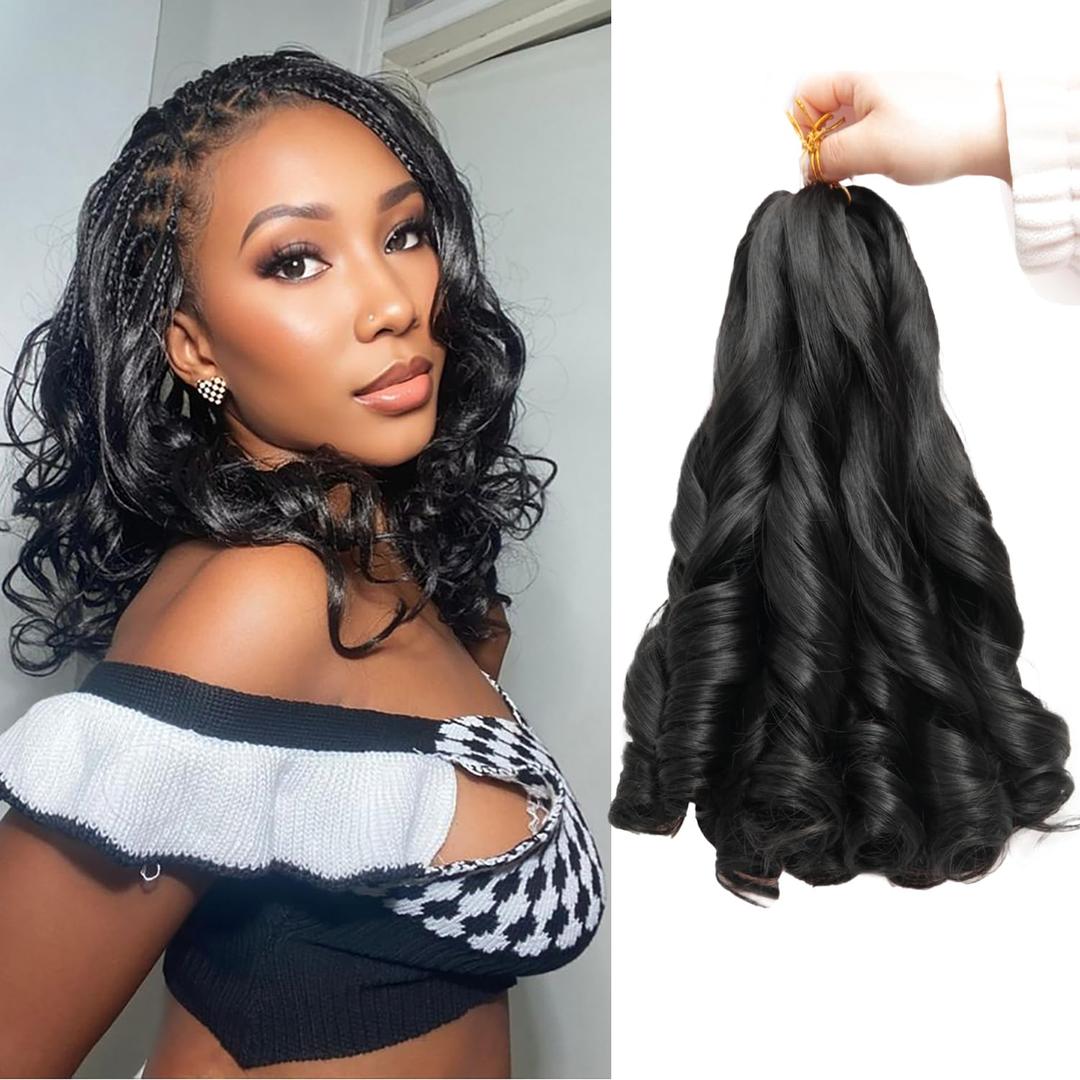 French Curl Braiding Hair 12Inch 8Packs French Curl Crochet Braids Short Curly Crochet Hair Bouncy Synthetic knotless Braiding Extensions (1#, 12inch)