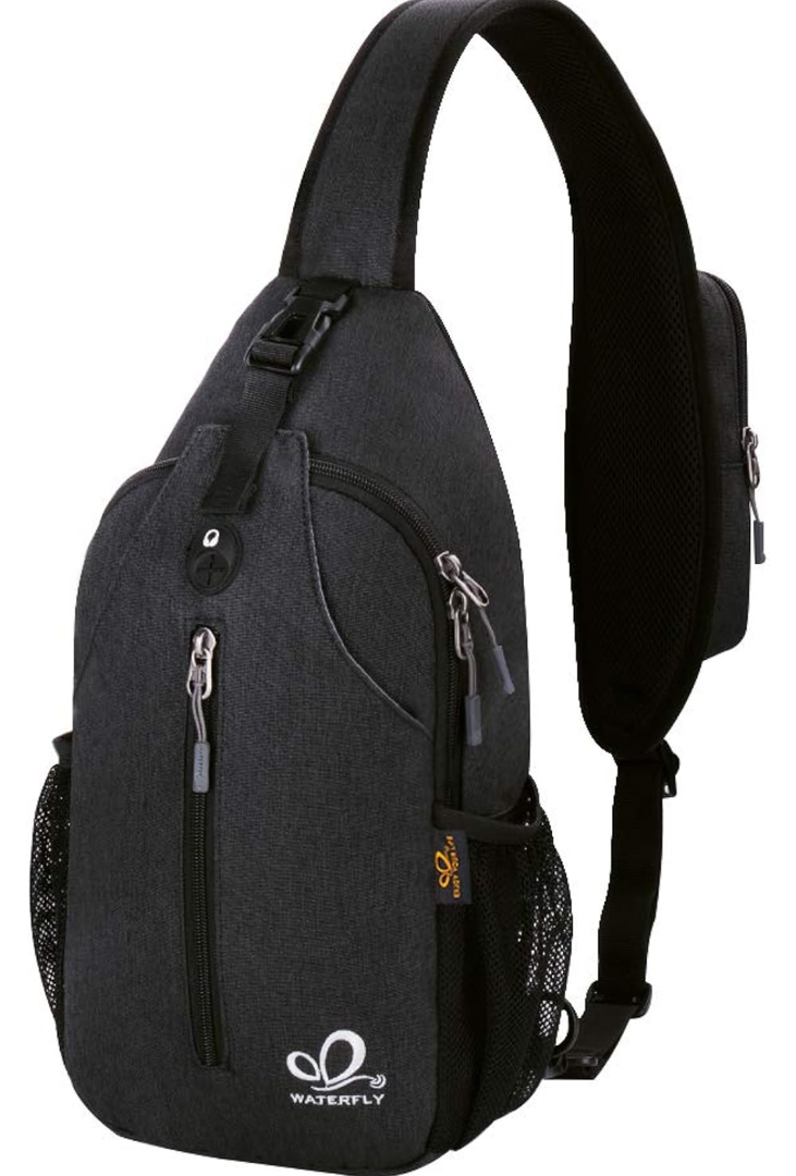 WATERFLY Crossbody Sling Backpack Sling Bag Travel Hiking Chest Bag Daypack