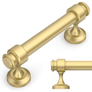 Amerdeco 10 Pack Brushed Gold Cabinet Pulls 3 Inch Hole Centers Cabinet Handles for Kitchen Cabinet Hardware,Cabinet Handles for Bathroom Drawer Handles IH0007