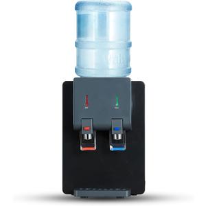 Premium Countertop Water Cooler Dispenser, Holds 3 or 5 Gallon Jug, Top Loading, Hot and Cold Water, Child Safety Lock, Compact Design Ideal For Homes, Kitchens, Offices, Dorms, Black