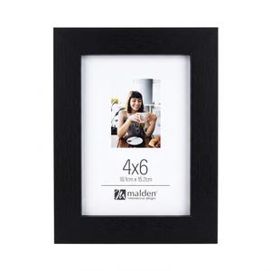 Malden International Designs Black Wood Picture Frame – 4x6 Tabletop & Wall Mounting Photo Frame, Modern Wooden Grain Display for Home & Office Decor