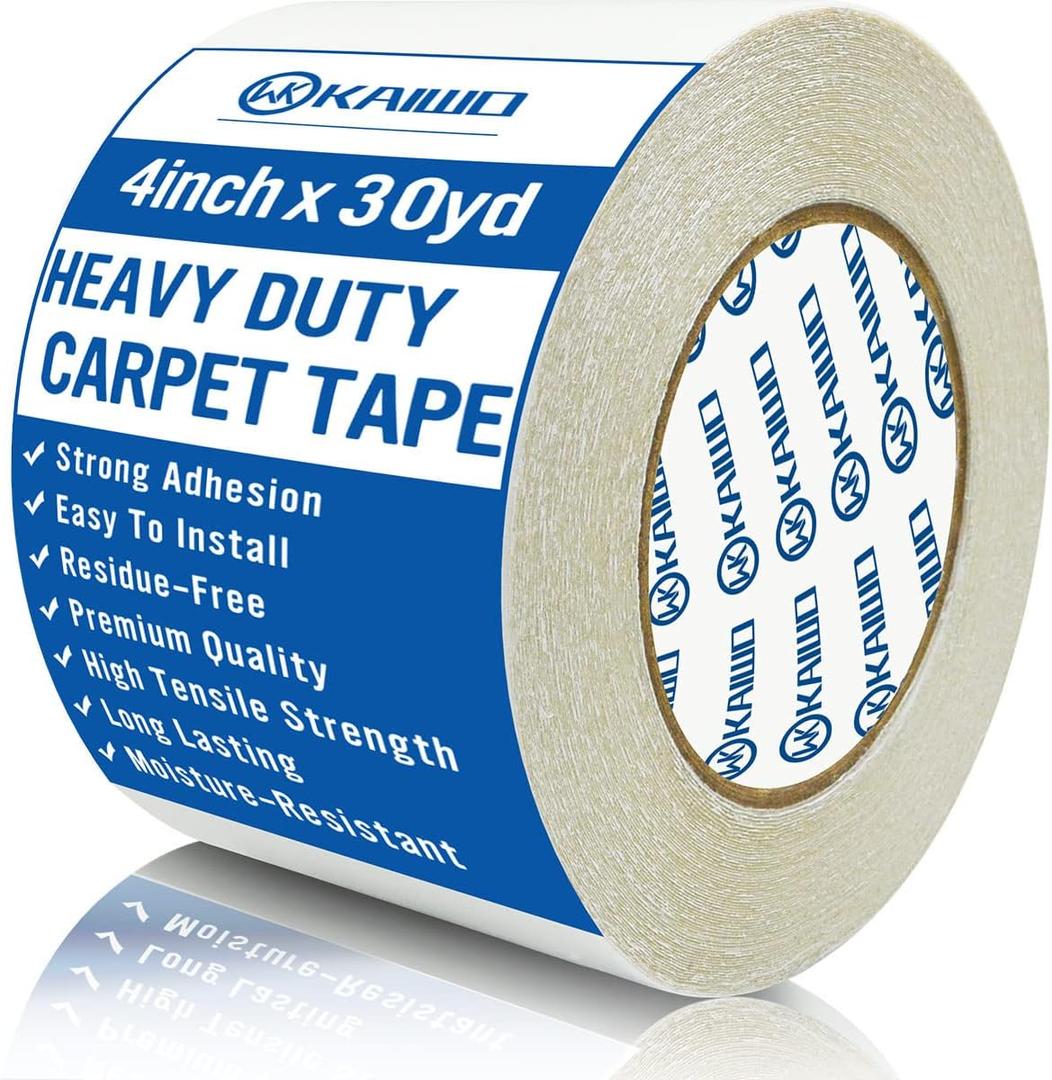 Heavy Duty Carpet Tape Double Sided 4 INx30YD Rug Tape for Area Rugs on Carpet, Perfect Rug Gripper for Holding Area Rugs, Hardwood Floors, Outdoor Rugs, Stair Treads, White