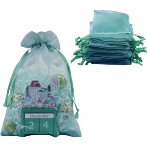 20 Pcs 8x12 Hunter Green Sheer Organza Gift Bags with Drawstring - Goodie, Candy, Jewelry, Wedding, Party Favor Gift Wrapping Supplies