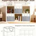 12x12 Storage Cube Bins, 6 Pack Reinforced Bottom Cardboard Foldable Box, Organizer for Closet Shelves, Heavy Home Storage Baskets (White Gray)