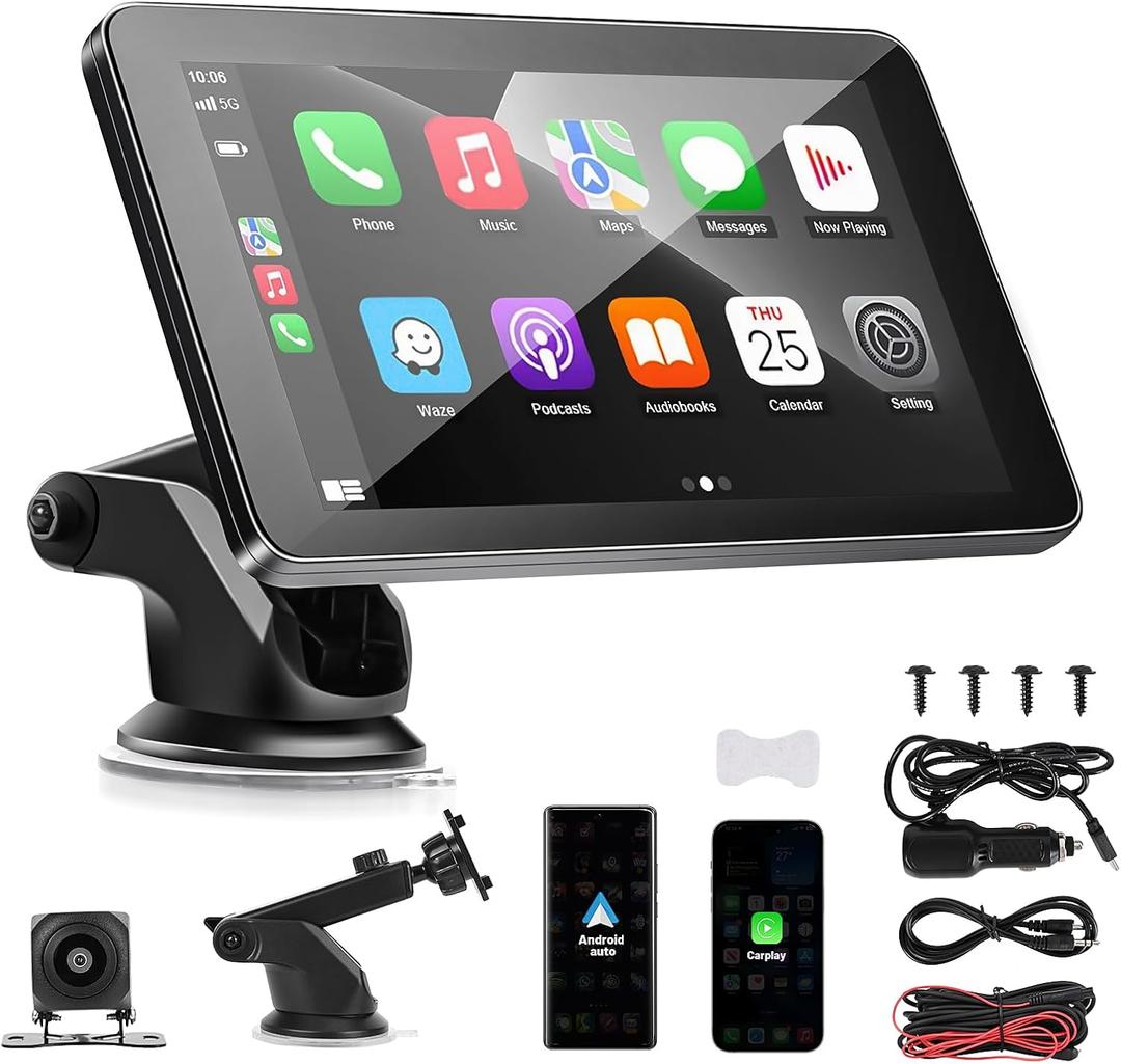 Car Radio, Carplay Wireless Andriod, 7 Inch Touch Screen Monitor, Stereo Radio, Support Voice Control, Bluetooth, Mirror Link/USB, Suitable for All Kinds of Cars