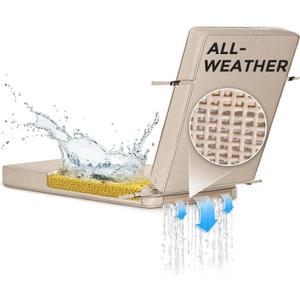 SUNROX All-Weather DryFast Foam Lounge Chair Cushion, FadeShield Water Resistant Chaise Lounge Cushions for Outdoor Patio Furniture with Adjustable Buckle Ties, 80x26 Inch, Husk Birch