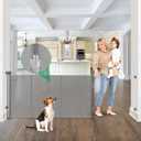 Reinforced 85" Wide Retractable Baby Gates Outdoor Retractable Dog Gate Indoor Mesh Baby Gate Retractable Pet Gate, Extra Wide Dog Gate with Support Rods Prevent Crawling Under, Gray