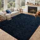 Fluffy Area Rug Blue 4x6 Rugs for Bedroom,Plush Soft Navy Blue Shag Carpet for Living Room Boys Book Room Nursery Kids Playroom Dorm Decor
