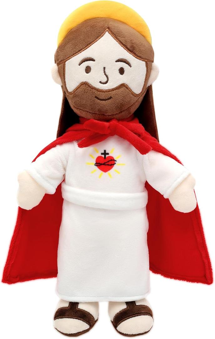 Yelakey Jesus Plush Jesus Stuffed Doll Religious Plushie Toy for Kids Christmas Easter 13" (Red)