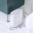 ELPHECO Bathroom Trash can Motion Sensor, AutomaticGarbage can, Slim Plastic Smart Trash Bin with Lid, Commercial Intelligent Wastebaskets for Bedroom, Bathroom, Office, White Grey