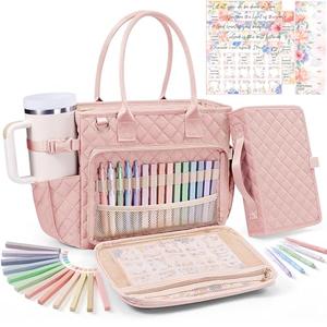 Large Bible Bag with Bible Cover Case for Women, Quilted Church Tote Bag Carrying Case w/Shoulder Strap, Bible Study Supplies Journaling Kit Accessories Easter Mothers Day Christian Gift for Women Mom