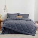 Love's cabin Twin Comforter Set Navy Blue, 5 Pieces Twin Bed in a Bag, All Season Bedding Sets with 1 Comforter, 1 Flat Sheet, 1 Fitted Sheet, 1 Pillowcase and 1 Pillow Sham | Soft, Breathable, Lightweight, Comfortable