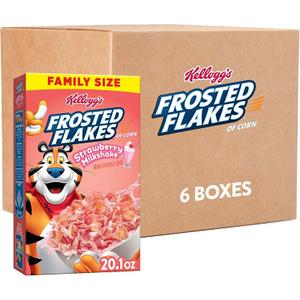 Kellogg's Frosted Flakes Strawberry Milkshake Cereal 7.54Lb 6 Count, BBD 06/11/2026