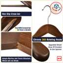 Suit Hangers 6 Pack Wooden Coat Hangers,Wide Shoulder Hangers with Non Slip Pants Holder,Heavy Duty Clothes Hangers,Suit Hangers for Men,for Women,for Suit,Coat,Jacket,Pants (Walnut