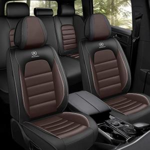 Car Seat Covers for Nissan Rogue 2008-2026, Premium Nappa Leather, Waterproof, Anti-Slip, Full Coverage, Airbag Compatible, Breathable, All-Weather, Easy Install (5 Seats, Black&Coffee)
