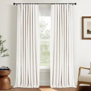 INOVADAY 100% Blackout Curtains for Bedroom, Black Out Curtains 84 Inch Long, Clip Rings Linen Blackout Drapes, Thermal Insulated Room Darkening for Living Room, 2 Panels - Beige,W50xL84