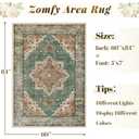 Area Rug 9x12 Vintage Rug: Large Washable Indoor Medallion Rugs Low Pile Distressed Floor Carpet Retro Accent Rug for Living Room Bedroom Kitchen Dining Table Home Office(Brown Green, 9'x12')