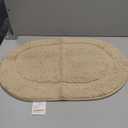 Color&Geometry Oval Beige Bathroom Rugs 24x16, Extra Soft Absorbent Microfiber Bath Rugs, Non-Slip Bathroom mat, Small Washable Plush Bath Mats for Bathroom, Shower, Bathtub, Laundry, Beige (15"x23")