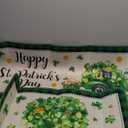 2 Pieces Happy St. Patrick's Day Kitchen Rugs Irish Shamrock Rugs Green Clover Truck Mats Floor Rug for St Patricks Day Home Party Decor, 17 x 29 Inches, 17 x 47 Inches