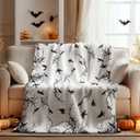 Horaldaily Halloween Flannel Blanket Throw, Crow Tree Soft Fuzzy Plush Cozy Fleece Blankets for Couch Sofa Bed Lounging, Ideal Gifts for Kids Adults Wife Self, 50x60
