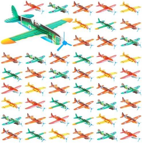 LUCKJOY 48 Pcs Airplane Toy, 8 inch Foam Airplanes for Kids,Paper Airplane Kit for Toddlers 3-5, Glider Toy Planes for Kids,Party Favors Goodie Bag Stuffers Classroom Prizes for Boy Girl Children