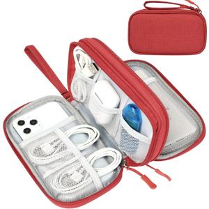 FYY Travel Cable Organizer Pouch Electronic Accessories Carry Case Portable Waterproof Double Layers All-in-One Storage Bag for Cord, Charger, Phone, Earphone Red FYY Travel Cable Organizer Pouch Electronic Accessories Carry Case Portable Waterproof Double Layers All-in-One Storage Bag for Cord, Charger, Phone, Earphone Red