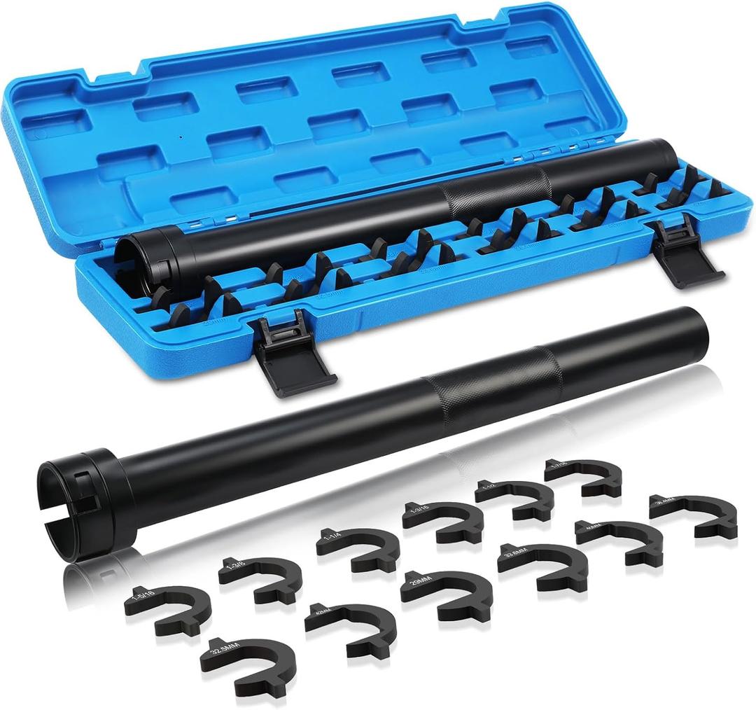 13 Pcs Inner Tie Rod Removal Tool Kit, Inner Tie Rod Tool for Removal and Installation, Master Inner Tie Rod Tool Set with 12 Crowfoot Adapters 1/2 Inch Drive Tube and Tool Case