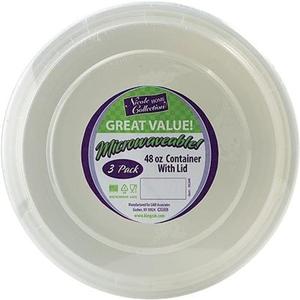 Premium Deep Round White Containers - 9" (Pack of 6) - Stackable & Leak-Proof Design | Perfect for Meal Prep, Storage & Reusable Home Organization (48 oz)