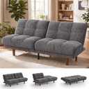Marsail 70" Convertible Futon Sofa Bed, Small Recliner Sleeper Sofa with Adjustable Backrest, Corduroy Loveseat Futon Couch for Apartments, Living Room, Office, Guest Room (Grey)