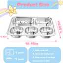 Bakpoco Stainless Steel Divided Plate for Kids Toddler, Non Toxic Portion Control Plate Dinner Plate with Lid for Adults Weight Loss, 2 Pack 5 Sections Rectangular Snack Plate Tray