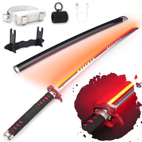 RENGENG Light Up FireGod Tanjiro Sword, 40 Inches Rechargeable Plastic Anime Replica with Belt & Stand, Original Texture Anime Sword RENGENG Light Up FireGod Tanjiro Sword, 40 Inches Rechargeable Plastic Anime Replica with Belt & Stand, Original Texture Anime Sword