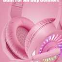 ZIUMIER Z20 Pink Gaming Headset with Microphone, Compatible with PS4 PS5 Xbox One PC Laptop, Over-Ear Headphones with LED RGB Light, Noise Canceling Mic, Stereo Surround Sound (Pink)