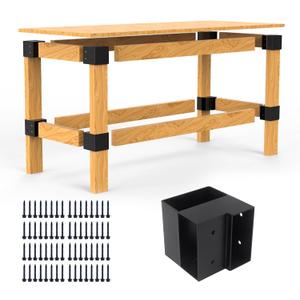 Heavy Duty Workbench Bracket Kit - 8 Pcs Steel 3-Way Right Angle Corner Brackets for DIY Custom Workbench, Shelving, Work Table, Fits 2x4 (Actual 1.5"x3.5") Wood