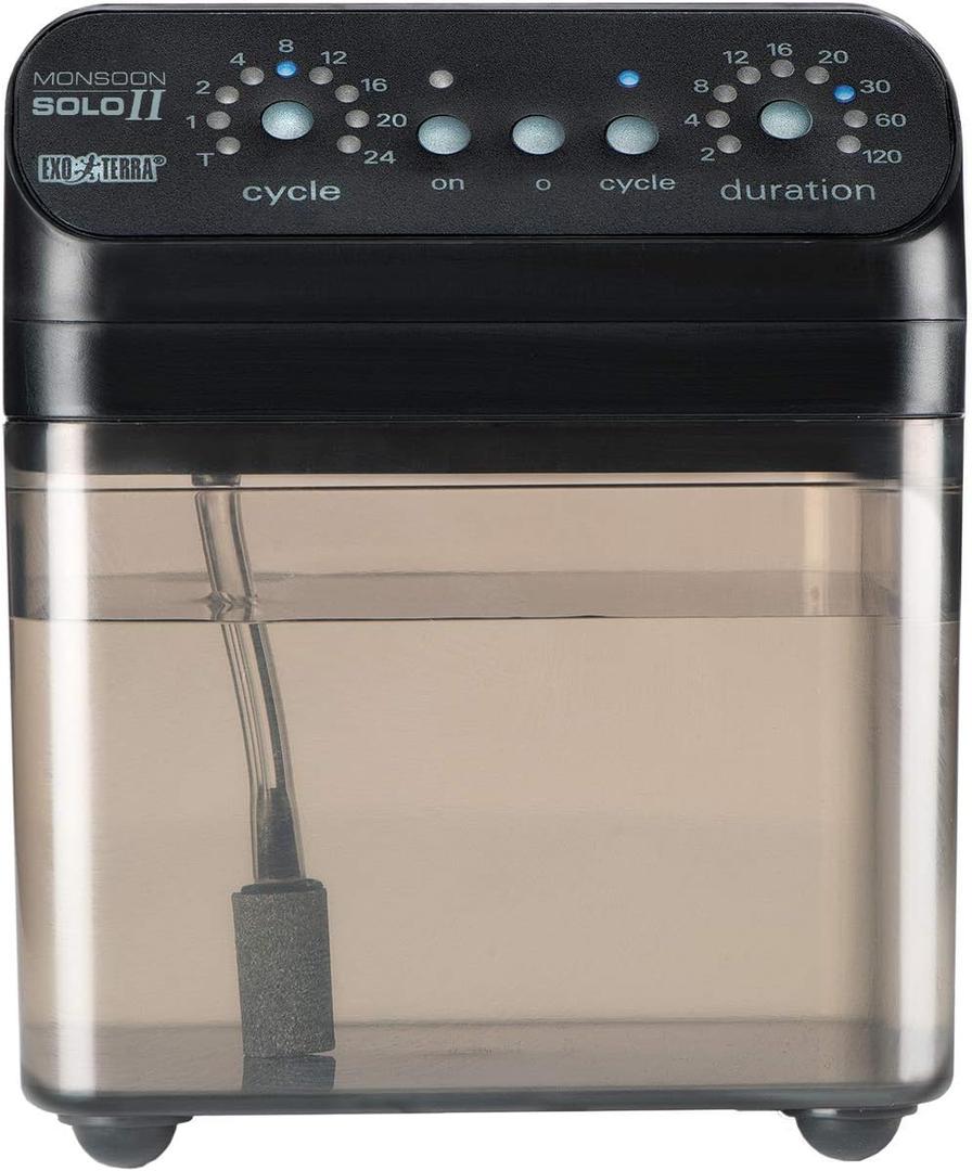 Exo Terra Monsoon Solo II - Programmable Misting System for Reptile Terrariums, Ultimate Humidifier with Multiple Nozzles for Optimal Humidity Control