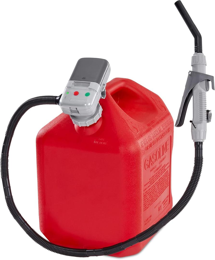 Deway Automatic Fuel Transfer Pump with Nozzle for Flow Control & Stop, Fits Most Gas Cans, Extra Long Hose, for Gasoline, Diesel Fuel & More