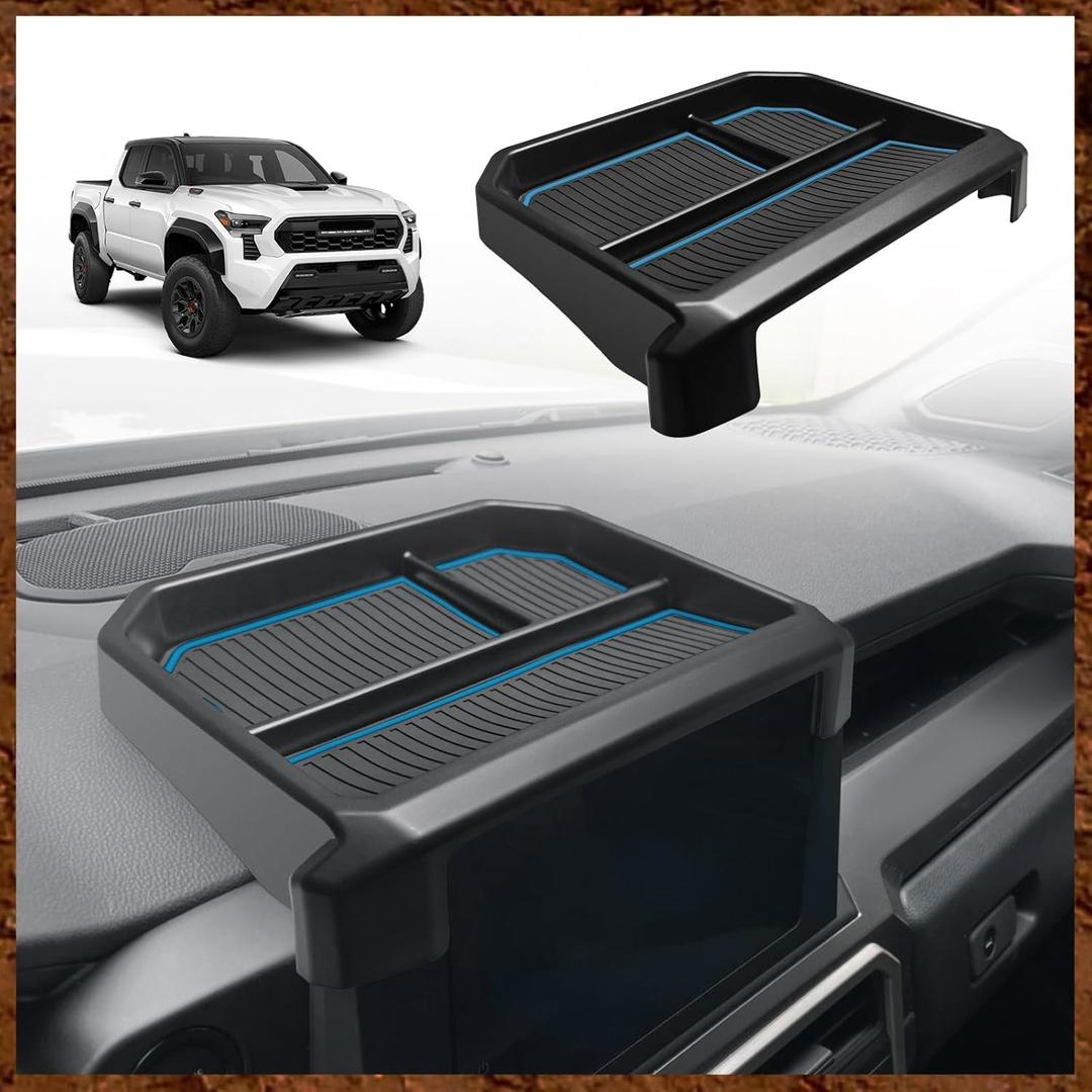 Muslogy Dashboard Storage Box Compatible with 2024 Tacoma Accessories Center Console Organizer w/ 8-inch Screen for 24Tacoma SR SR5 TRD PreRunner TRD Sport Off-Road Pro Trailhunter (Blue)