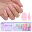 BTArtbox XCOATTIPS Natural Nail Tips Matte- Extra Short Almond Press On Nails Pink, Long Lasting Soft Gel Nails False Nail, Soak Off Acrylic Fake Nails Extensions for Nail Art DIY (A2-XS Almond)