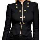 Hybrid & Company Women's Fashion Military Crop Premium Ultra Stretch Gold/Sliver Millennium Zipper Up Dressy Blazer Jacket 2XL