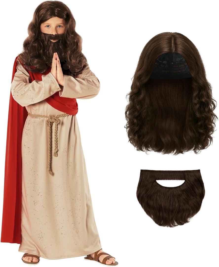 Morph Jesus Costume For Kids - Biblical Robe For Boys, Jesus Disciple Outfit, Religious Dress Up Costume (Medium)