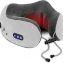 Travel Neck Pillow/Electric Neck Massager with Heating, Memory Foam Pillow for Neck Pain Relief, Neck Support Pillow for Airplane, Car, Office, Gift (Grey)