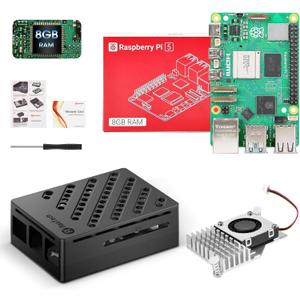 RasTech Raspberry Pi 5 Kit 8GB RAM with Pi 5 Case, Active Cooler, Screwdrive and Pi 5 8GB Board Included