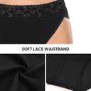 RHYFF Womens Underwear Cotton Bikini Panties High Cut Lace Panty Stretch Hipster Underpants Ladies Briefs (Black, XXL)