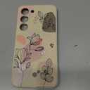 for Samsung Galaxy S23 Case Flowers Butterfly Anti Slip Shockproof Flexibility Soft Silicone Protector Phone Case for Galaxy S23-Morandi White