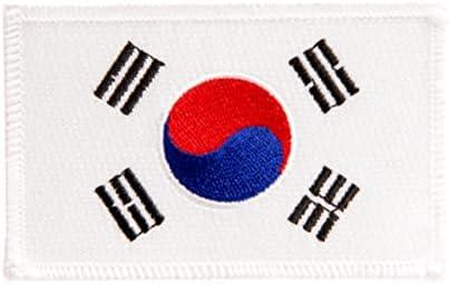 Desert Cactus South Korea Flag Patch – 3.5" x 2.25" Embroidered Iron On/Sew On Applique for Blazers, Jackets, Backpacks, Bags, Hats & Tactical Gear – (Single Patch) 2 Pack
