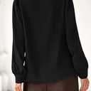 Dowerme Womens Tops 2026 Spring V Neck T-Shirts Long Sleeve Shirts Lace Crochet Work Blouses Dressy Casual Loose Tunics (Black, S)