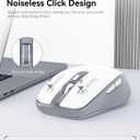 Wireless Bluetooth Mouse, Tri-Mode with Bluetooth 5.1 and Dual 2.4G Dongles (USB-A/USB-C), Silent Click, Side Buttons, 4 DPI (800-2400), Portable for Laptop, Mac, iPad, Desktop(Gray White)