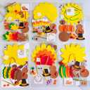 Winlyn 24 Sets Thanksgiving Turkey Ornaments Decorations Art Sets DIY Thanksgiving Craft Kits Fall Crafts Autumn Leaf Pumpkin Turkey Foam Stickers Arts and Crafts for Kids Party Classroom Activities