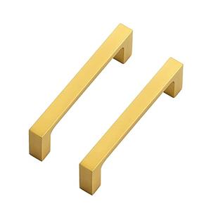 Ravinte 15 Pack Solid 3-1/2 Inch Square Cabinet Handles - Brushed Brass Drawer Pulls - Kitchen Hardware and Handles