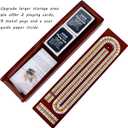 Juegoal Upgrade Wood Cribbage Board Game Set, Solid Wooden Continuous 3 Track Board with Larger Storage Area, 9 Metal Pegs and 2 Decks of Playing Cards, Travel Portable Cribbage Game Sets