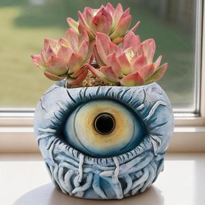 Blue Monster Eye Planter Creative Unique Eye Plant Pot,Resin Succulent Plants Pot with Drainage, for Outdoor Garden Deco and Home Art Decoration